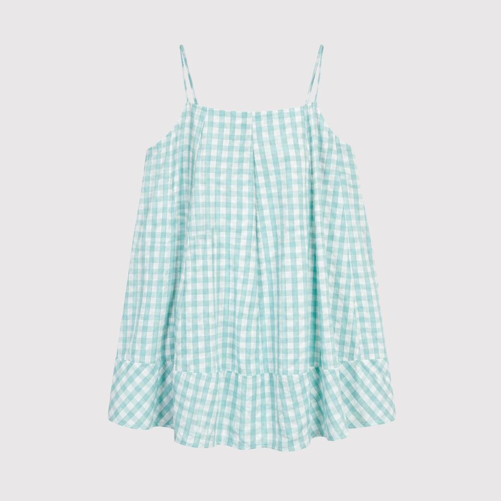 NWT Hersy Womens Top Blue Plaid Camisole Swing Sleeveless Cottagecore Large